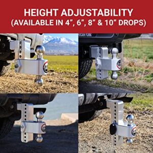 Weigh Safe Adjustable Trailer Hitch Ball Mount - 6" Adjustable Drop Hitch for 2.5" Receiver - Premium Heavy Duty Aluminum Trailer Tow Hitch w/ Stainless Steel Tow Balls (2" & 2 5/16") - 18,500 GTW