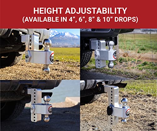 Weigh Safe Adjustable Trailer Hitch Ball Mount - 6" Adjustable Drop Hitch for 2.5" Receiver - Premium Heavy Duty Aluminum Trailer Tow Hitch w/ Stainless Steel Tow Balls (2" & 2 5/16") - 18,500 GTW