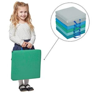ecr4kids softzone floor cushions with handles, 2" deluxe foam, square, contemporary, (6-pack)