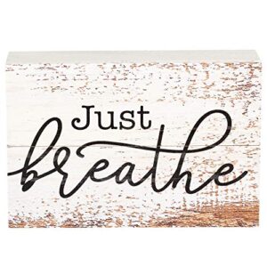 just breathe whitewash 10 x 7 wood boxed pallet wall plaque sign
