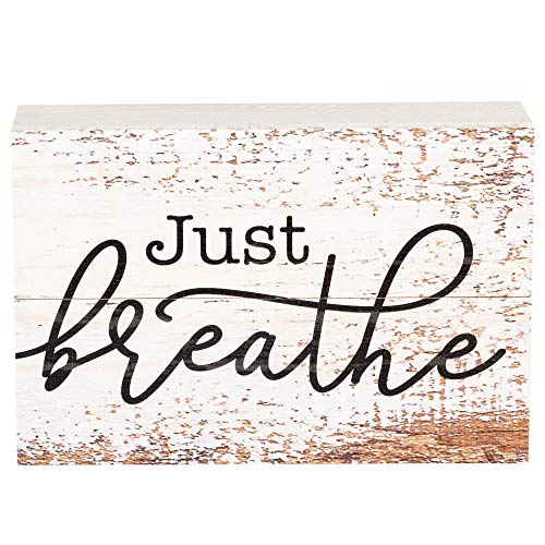 Just Breathe Whitewash 10 x 7 Wood Boxed Pallet Wall Plaque Sign