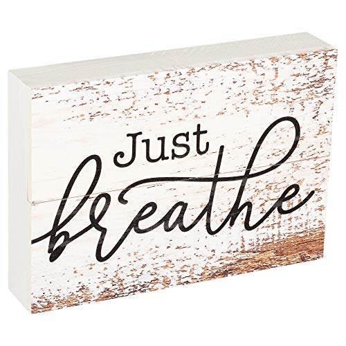 Just Breathe Whitewash 10 x 7 Wood Boxed Pallet Wall Plaque Sign