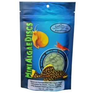 invert aquatics mini algae discs - sinking diet for snails, shrimp & bottom feeding fish (3 oz (85g))