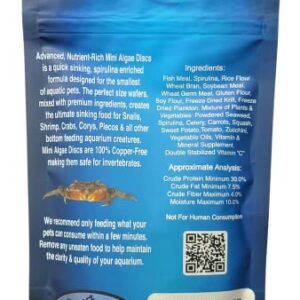 Invert Aquatics Mini Algae Discs - Sinking Diet for Snails, Shrimp & Bottom Feeding Fish (3 oz (85g))