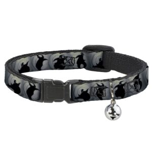 cat collar breakaway oogie boogie silhouette poses gray black 8 to 12 inches 0.5 inch wide