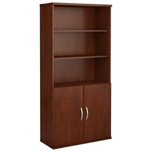 bush business furniture series c 36w 5 shelf bookcase with doors in hansen cherry