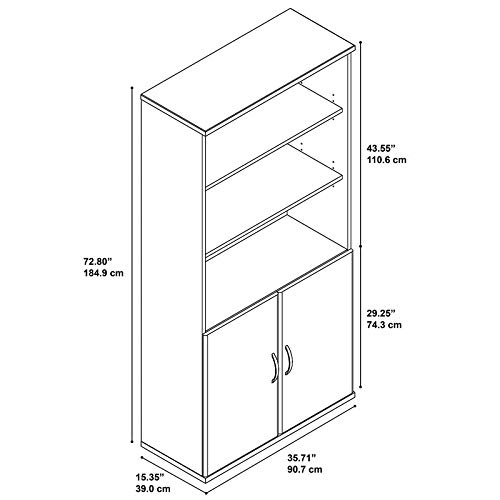 Bush Business Furniture Series C 36W 5 Shelf Bookcase with Doors in Hansen Cherry