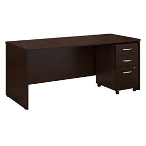 bush business furniture series c office desk with mobile file cabinet, 72w x 30d, mocha cherry