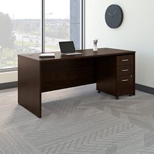 Bush Business Furniture Series C Office Desk with Mobile File Cabinet, 72W x 30D, Mocha Cherry