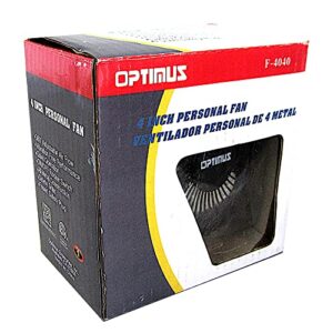 Optimus F-4040BK 4" Personal Metal Fan - Black