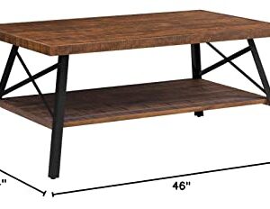 SLEEPLACE Terra Cocktail Wood Coffee End Dining Metal Legs/Office Table, Basic Home Decor with Storage Shelf, Brown