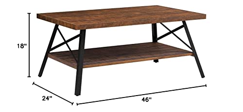 SLEEPLACE Terra Cocktail Wood Coffee End Dining Metal Legs/Office Table, Basic Home Decor with Storage Shelf, Brown