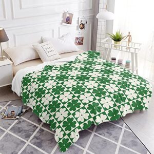 Luxury Extra Soft Throw Blanket St. Patrick's Day Clover Pattern Flannel Fleece Reversible Blankets Weighted Super Warm Cozy Couch Blanket 40x50Inches