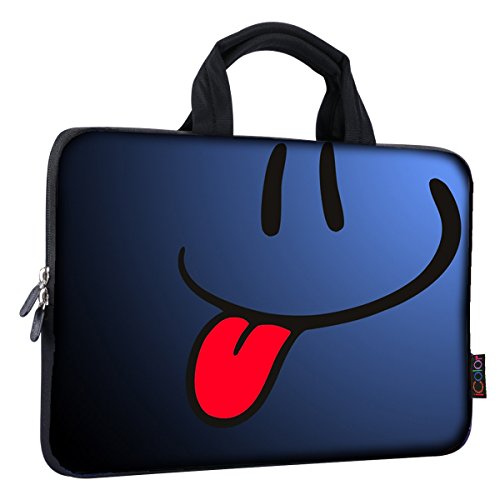 iColor Smile 14 15 15.4 15.6 inch Laptop Handle Bag Computer Protect Case Pouch Holder Notebook Sleeve Neoprene Cover Soft Carring Travel Case for Dell Lenovo Toshiba HP Chromebook ASUS Acer ICB-05