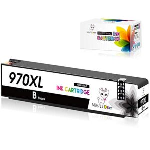 miss deer 970xl black compatible ink cartridge replacement for hp 970 970 xl ink cartridge,work for hp officejet pro x576dw x451dn x451dw x476dw x476dn x551dw printers (1 black)