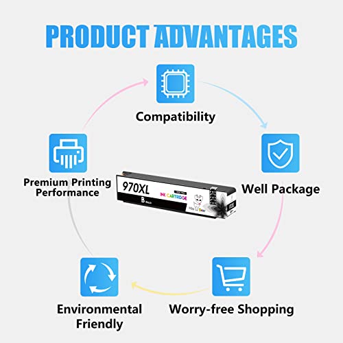 Miss Deer 970XL Black Compatible Ink Cartridge Replacement for HP 970 970 XL Ink Cartridge,Work for HP Officejet Pro X576dw X451dn X451dw X476dw X476dn X551dw Printers (1 Black)