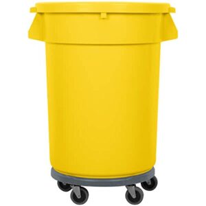 tabletop king 32 gallon yellow trash can, lid, and dolly kit