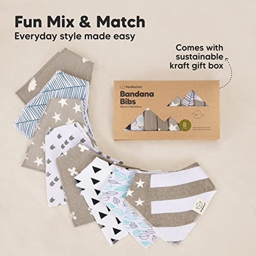 8-Pack Organic Baby Bandana Drool Bibs – Stylish Unisex Bandana Bibs - Super Absorbent Bandana Drool Bibs – Gentle Teething Bibs for Infants - Organic Cotton Baby Bib (Grayscape)