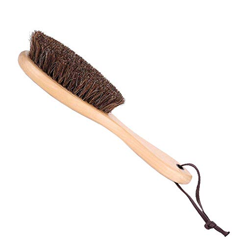 Kxtffeect Natural Horsehair Shoes Brush Leather Cleaning Brush with Long Wood Handle for Upholstery, Cleaner Car Interior, Upholstery Furniture, Shoes,Leather Clothes,Handbags, Sofa