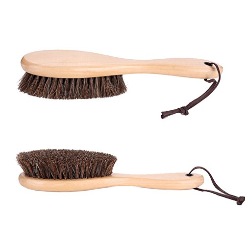 Kxtffeect Natural Horsehair Shoes Brush Leather Cleaning Brush with Long Wood Handle for Upholstery, Cleaner Car Interior, Upholstery Furniture, Shoes,Leather Clothes,Handbags, Sofa