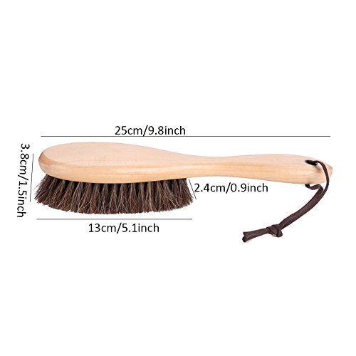 Kxtffeect Natural Horsehair Shoes Brush Leather Cleaning Brush with Long Wood Handle for Upholstery, Cleaner Car Interior, Upholstery Furniture, Shoes,Leather Clothes,Handbags, Sofa