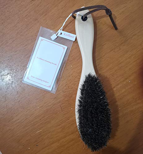 Kxtffeect Natural Horsehair Shoes Brush Leather Cleaning Brush with Long Wood Handle for Upholstery, Cleaner Car Interior, Upholstery Furniture, Shoes,Leather Clothes,Handbags, Sofa