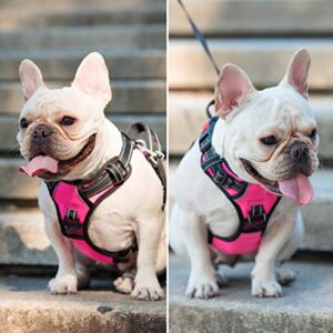 PoyPet No Pull Dog Harness, No Choke Front Clip Dog Reflective Harness, Adjustable Soft Padded Pet Vest with Easy Control Handle for Small to Large Dogs(Pink,M)