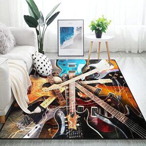 alaza magic electric guitar music area rug rugs for living room bedroom 7' x 5'