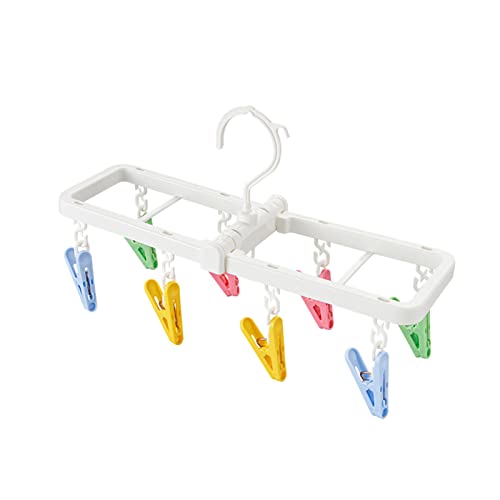 MXY Plastic Clothespins Foldable Clothes Socks Underwear Hooks Laundry Colorful Lingerie Hanger Small Hanging 8 Clothes Pins Clips Drip Hanger