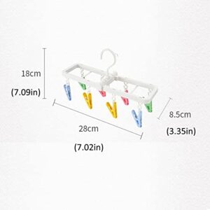 MXY Plastic Clothespins Foldable Clothes Socks Underwear Hooks Laundry Colorful Lingerie Hanger Small Hanging 8 Clothes Pins Clips Drip Hanger