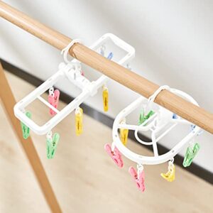 MXY Plastic Clothespins Foldable Clothes Socks Underwear Hooks Laundry Colorful Lingerie Hanger Small Hanging 8 Clothes Pins Clips Drip Hanger