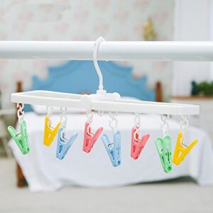 MXY Plastic Clothespins Foldable Clothes Socks Underwear Hooks Laundry Colorful Lingerie Hanger Small Hanging 8 Clothes Pins Clips Drip Hanger