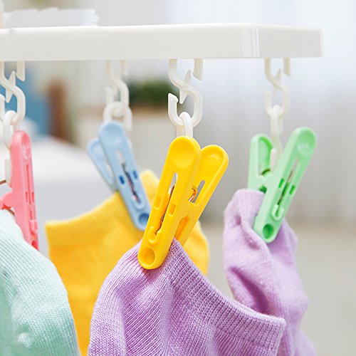 MXY Plastic Clothespins Foldable Clothes Socks Underwear Hooks Laundry Colorful Lingerie Hanger Small Hanging 8 Clothes Pins Clips Drip Hanger