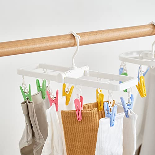 MXY Plastic Clothespins Foldable Clothes Socks Underwear Hooks Laundry Colorful Lingerie Hanger Small Hanging 8 Clothes Pins Clips Drip Hanger