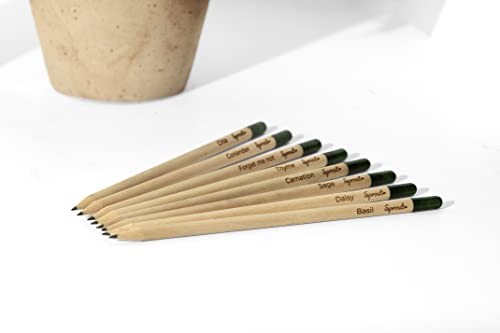 Sprout Pencils | Original Edition | Graphite Plantable Pencils with Flower, Herb & Vegetable Seeds | Certified & Organic Wood | Prime Sustainable Gift Ideal for Drawing, Sketching & Shading | 8 Pack