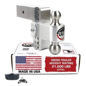 weigh safe adjustable trailer hitch ball mount - 6" adjustable drop hitch for 3" receiver - premium heavy duty aluminum trailer tow hitch w/ stainless steel tow balls (2" & 2 5/16") - 21,000 gtw