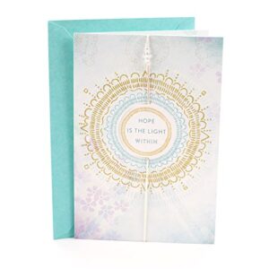 hallmark thinking of you card (hope is the light sun mandala, inspirational card)