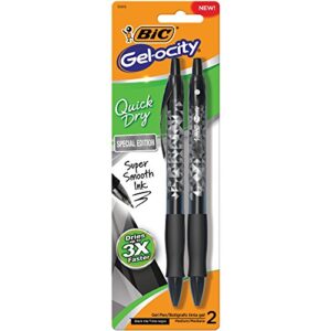 bic gel-ocity quick dry special edition gel pen, medium point (0.7mm), black, 2-count