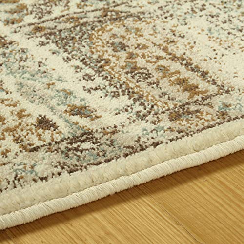 Superior Bedroom, Farmhouse, Kitchen, Entryway, Laundry, Living Room Decor, Washed Floral Collection Area Rug, 8' x 10', Ivory