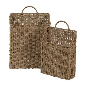 household essentials ml-5613 seagrass wall basket set, brown, 2 piece