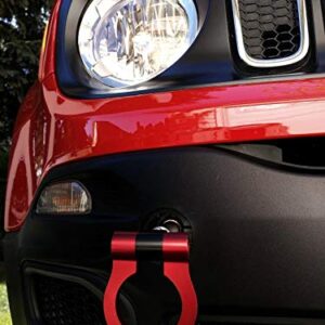 iJDMTOY Red Track Racing Style Tow Hook Ring Compatible With Jeep 2015-up Renegade Latitude, Sport, Limited models (Except Trailhawk), Made of Lightweight Aluminum