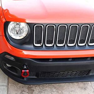 iJDMTOY Red Track Racing Style Tow Hook Ring Compatible With Jeep 2015-up Renegade Latitude, Sport, Limited models (Except Trailhawk), Made of Lightweight Aluminum