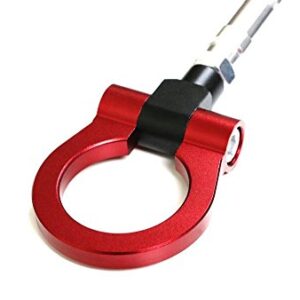 iJDMTOY Red Track Racing Style Tow Hook Ring Compatible With Jeep 2015-up Renegade Latitude, Sport, Limited models (Except Trailhawk), Made of Lightweight Aluminum