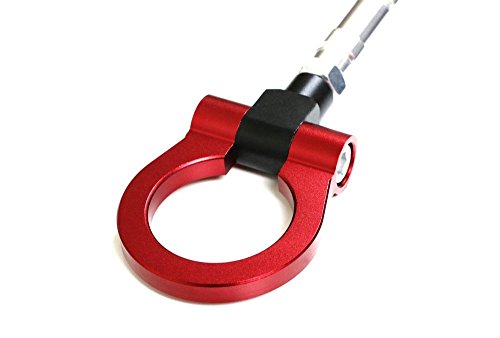 iJDMTOY Red Track Racing Style Tow Hook Ring Compatible With Jeep 2015-up Renegade Latitude, Sport, Limited models (Except Trailhawk), Made of Lightweight Aluminum