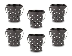 teacher created resources buckets set, set of 6, black polka dots (tcr6059)