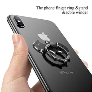 OATSBASF Bat Phone Ring Stand Holder Cell Phone Ring Holder Finger Grip 360 Degree Rotation Compatible with iPhone 12/11 Pro Max/SE 2020 and Other Smartphones（Black+Silver）