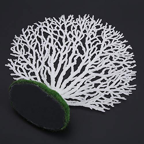 Artificial Coral Ornament Strip Coral Plant Ornament Glowing Effect Silicone Artificial Decoration for Fish Tank Aquarium Landscape(White)