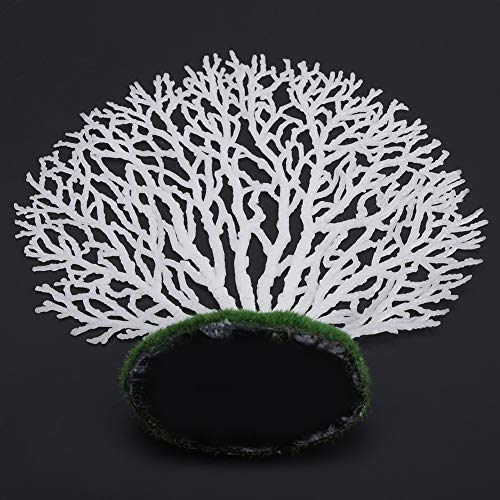 Artificial Coral Ornament Strip Coral Plant Ornament Glowing Effect Silicone Artificial Decoration for Fish Tank Aquarium Landscape(White)