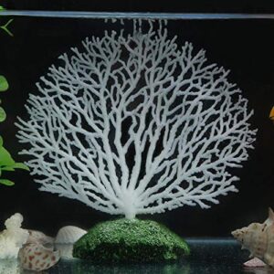 Artificial Coral Ornament Strip Coral Plant Ornament Glowing Effect Silicone Artificial Decoration for Fish Tank Aquarium Landscape(White)