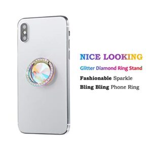 lenoup Iridescent Glitter Bling Bling Phone Ring Holder,Sparkle Phone Ring Artificial Diamond Stand,Rhinestone Cell Phone Finger Ring(Rainbow)